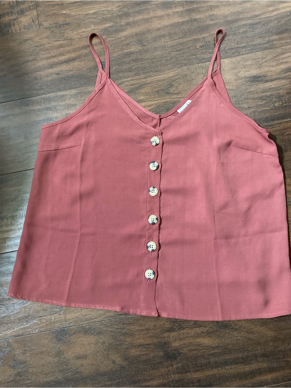Women’s Button-Front Spaghetti Strap Tank Top - Rose